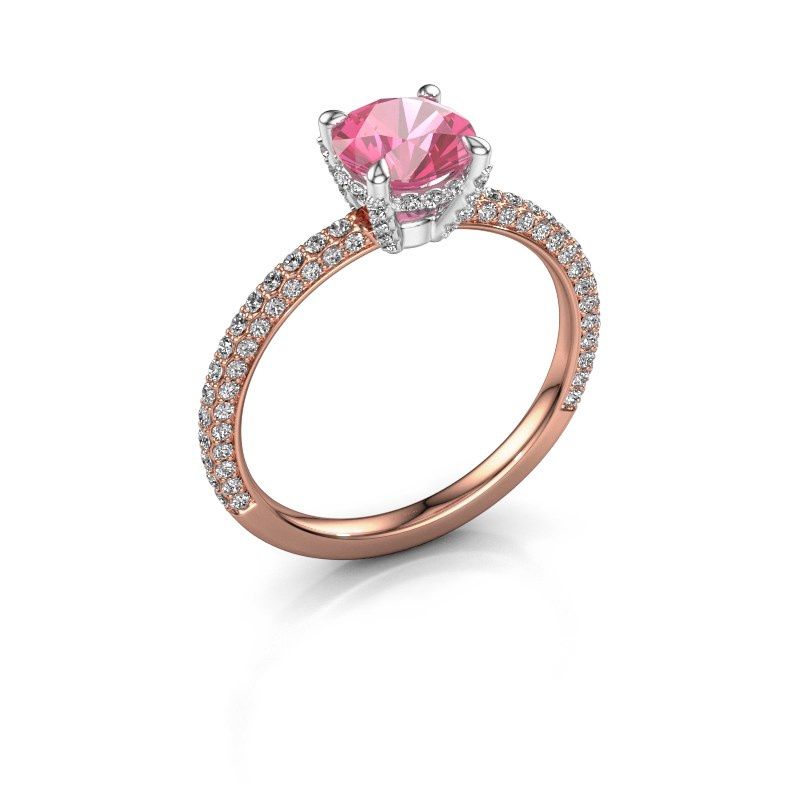 Image of Engagement ring saskia rnd 2<br/>585 rose gold<br/>Pink sapphire 6.5 mm