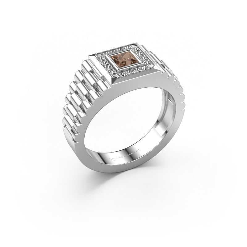Herrenring Zilan 585 Weißgold Braun Diamant 0.592 crt