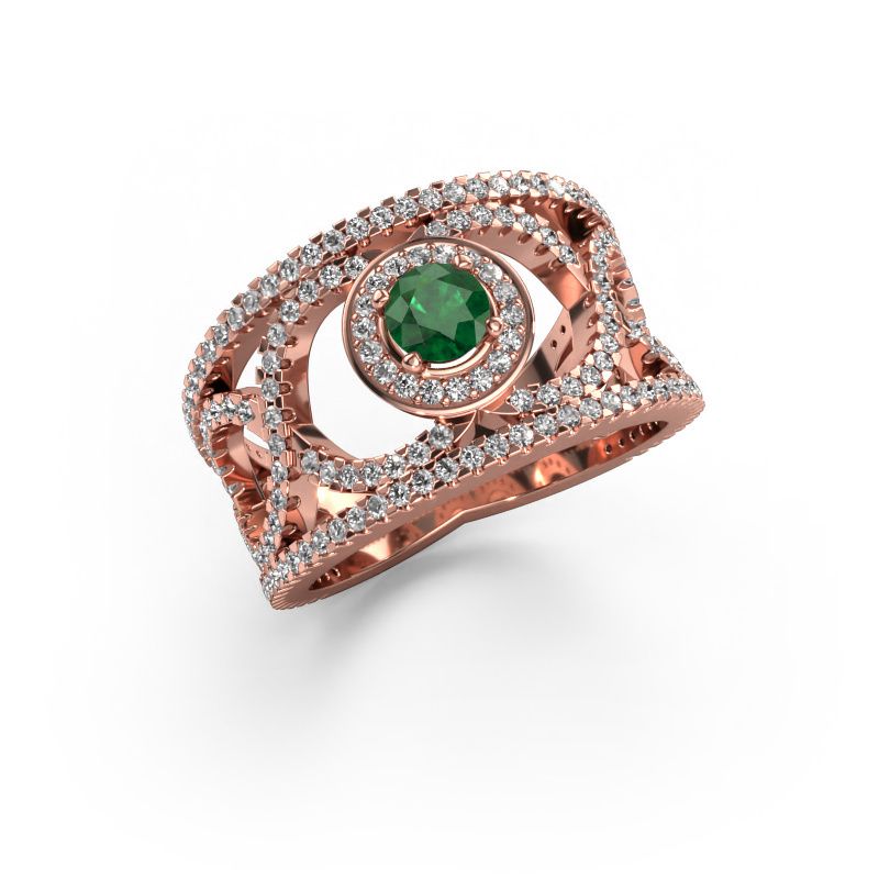 Ring Regina 585 rosé goud smaragd 4.2 mm
