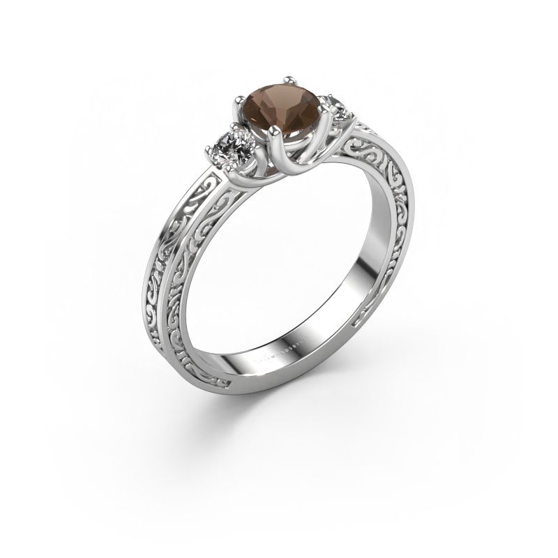 Verlobungsring Betty 1 585 Weißgold Rauchquarz 5 mm