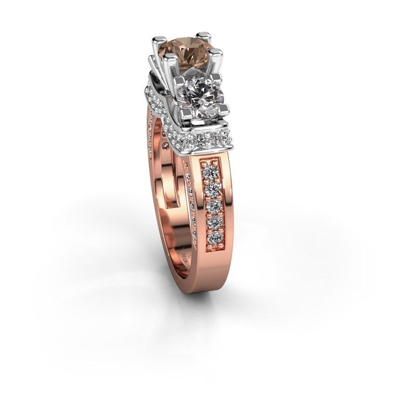 Afbeelding van Verlovingsring Phileine 585 rosé goud bruine diamant 1.495 crt