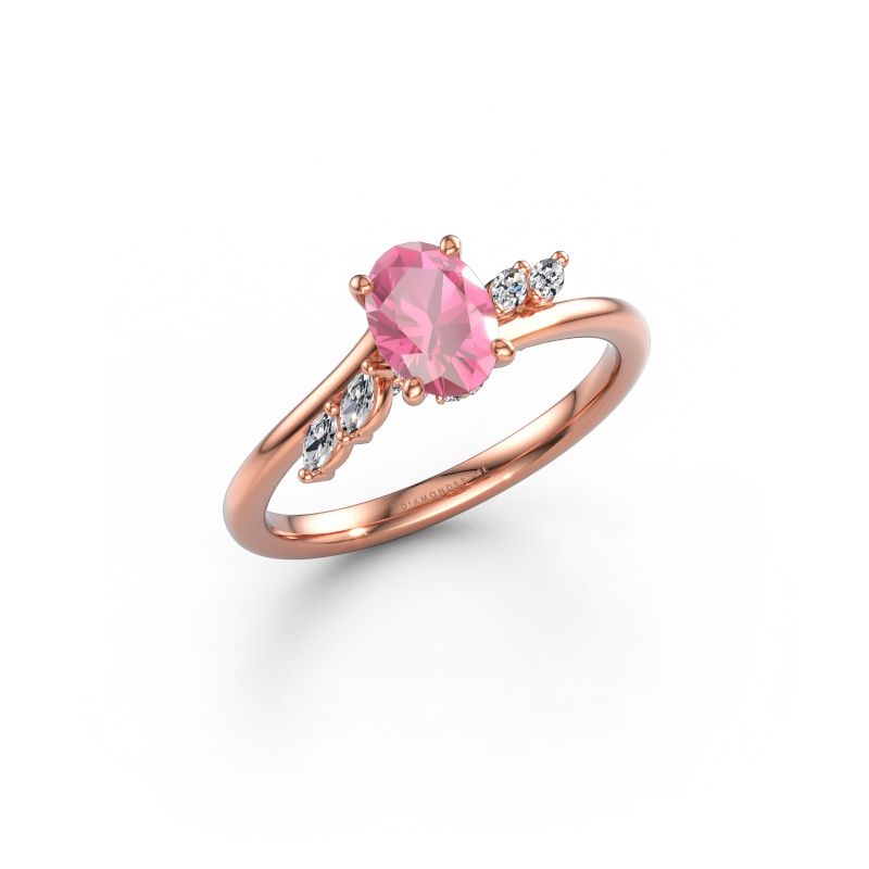 Forlovelsesring Rosalee OVL 585 roségull rosa safir 7x5 mm