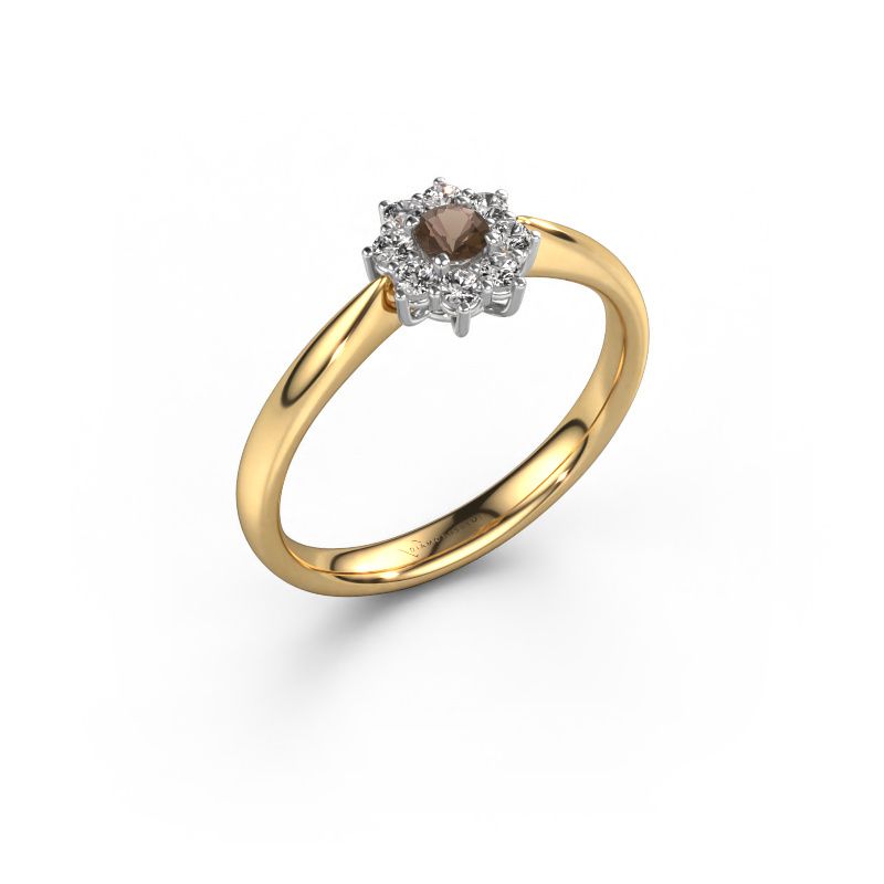 Engagement ring Carolyn 1 585 gold smokey quartz 3 mm