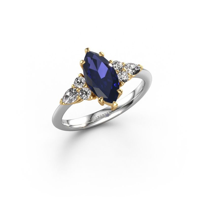 Engagement ring Melani MRQ 585 white gold sapphire 11x5.5 mm