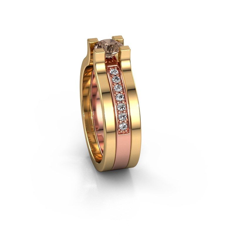 Afbeelding van Verlovingsring Myrthe 585 rosé goud bruine diamant 0.668 crt