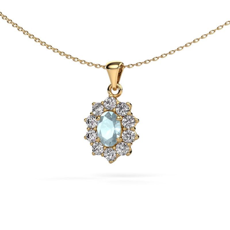 Pendentif Leesa 585 or jaune aigue-marine 7x5 mm