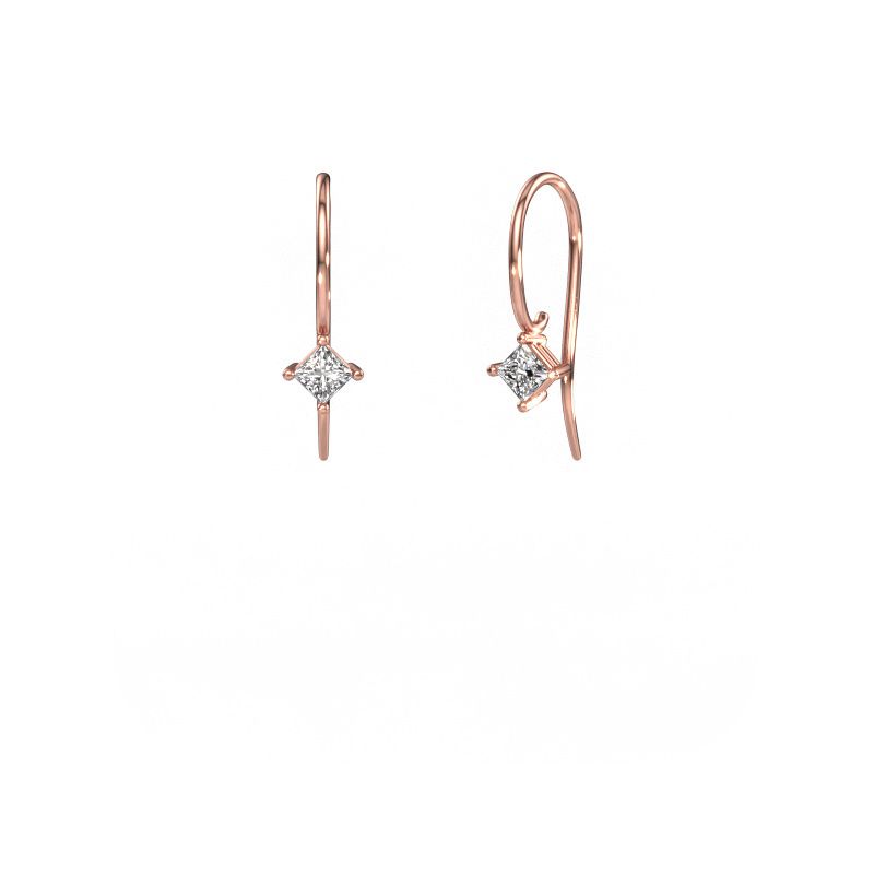 Pendants d'oreilles Cleo SQR 585 or rose diamant 0.34 crt