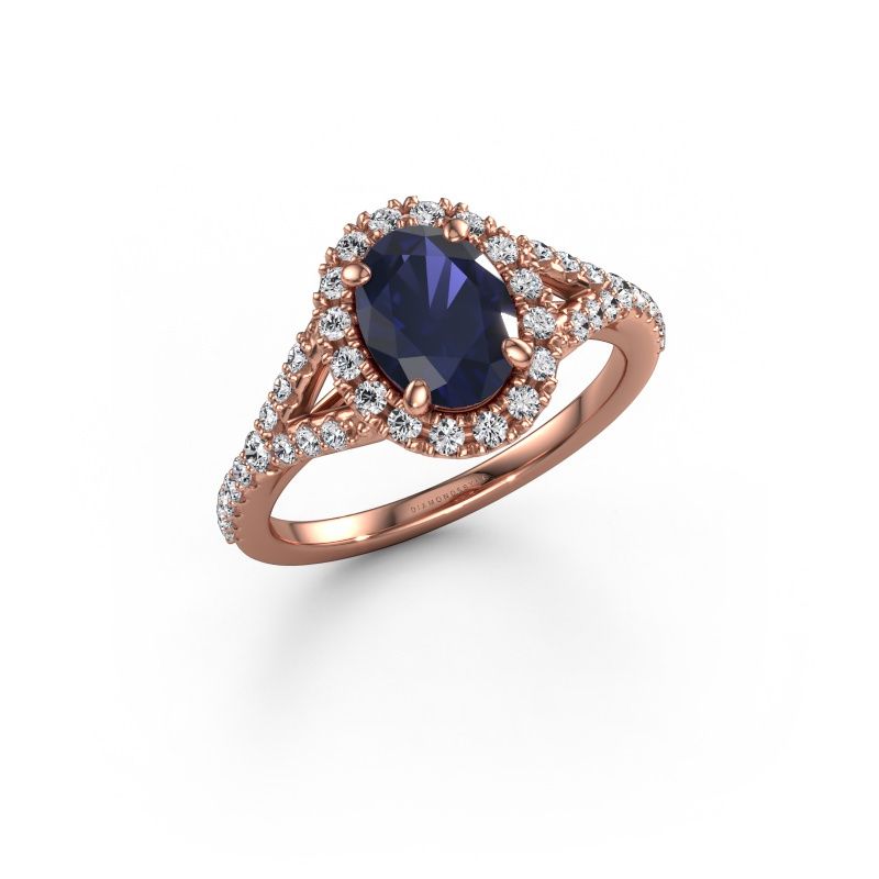 Engagement ring Kimber OVL 585 rose gold sapphire 8x6 mm