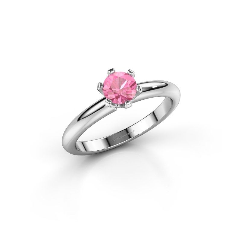 Image de Bague de fiançailles Tiffy 1<br/>585 or blanc<br/>Saphir rose 5 mm