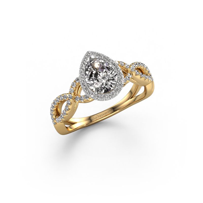 Engagement ring Dionne pear 585 gold lab-grown diamond 0.99 crt