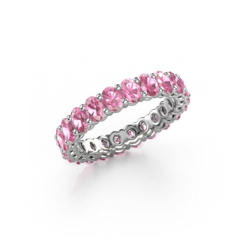 Stackable ring Heddy OVL 3x4 585 white gold pink sapphire 4x3 mm