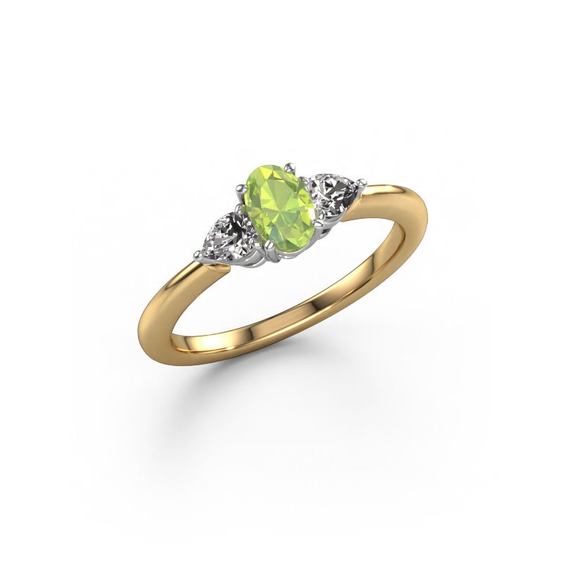 Verlovingsring Chanou OVL 585 goud peridoot 7x5 mm