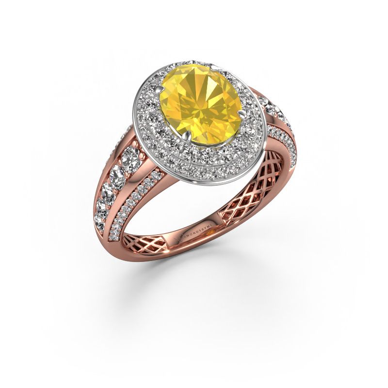 Verlobungsring Nancie 585 Roségold Gelb Saphir 9x7 mm