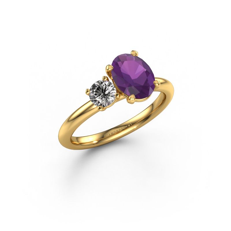 Verlobungsring Toi et Moi OVL-RND 585 Gold Amethyst 8x6 mm