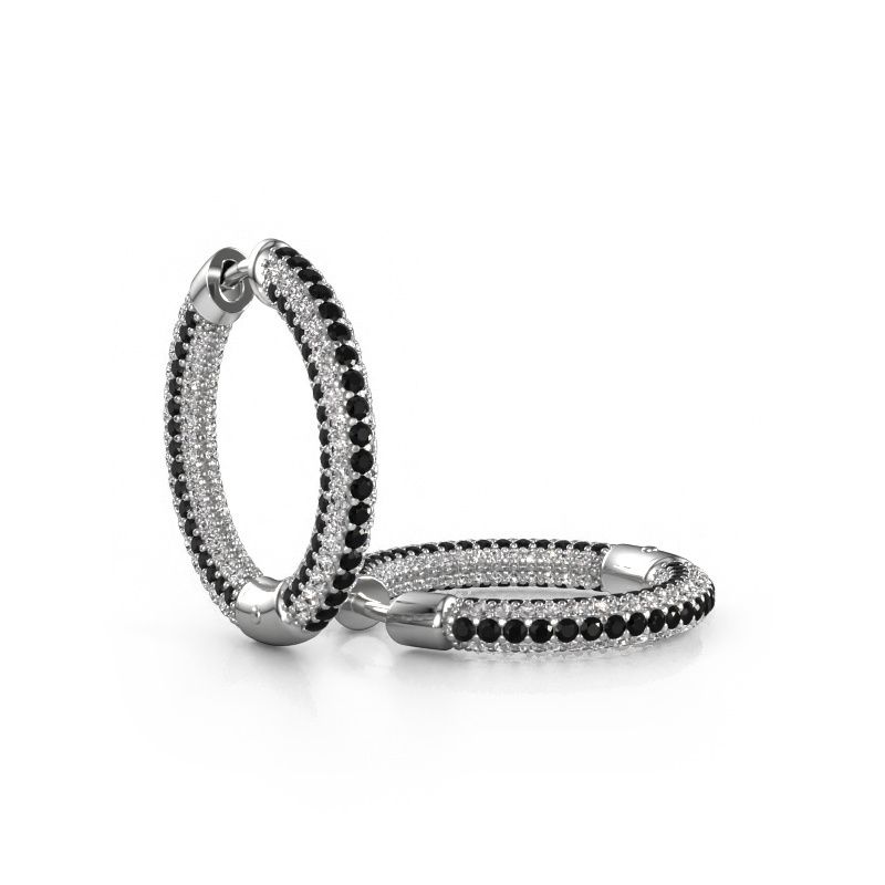 Creole Hope 15mm 585 Weißgold Schwarz Diamant 2.927 crt