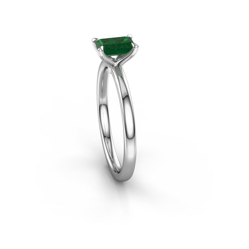 Afbeelding van Verlovingsring Crystal EME 1 585 witgoud smaragd 6x4 mm