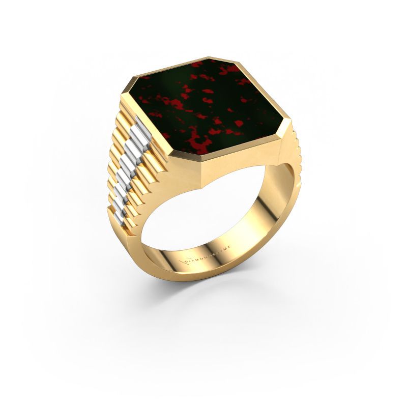 Signet ring Brent 4 585 gold bloodstone 16x13 mm