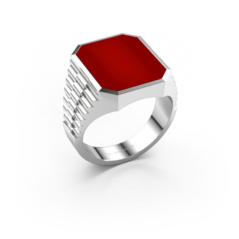 Signet ring Brent 4 585 white gold carnelian 16x13 mm