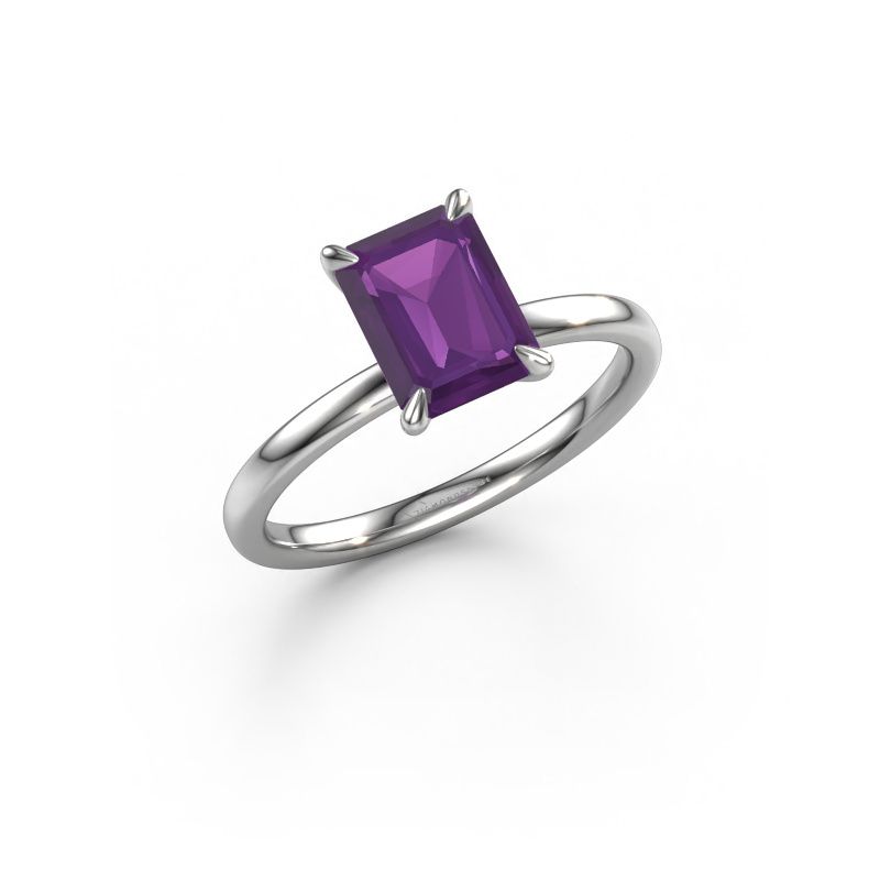 Image of Engagement Ring Crystal Eme 1<br/>950 platinum<br/>Amethyst 8x6 mm