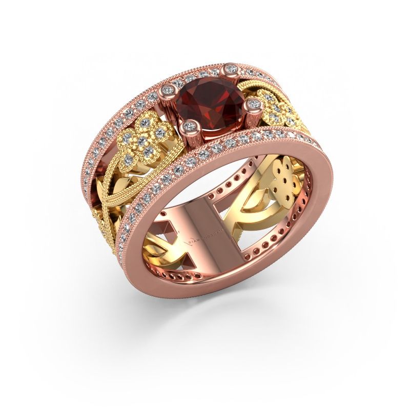 Ring Severine 585 Roségold Granat 6 mm