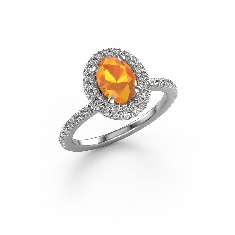 Bague de fiançailles Talitha OVL 950 platine citrine 7x5 mm
