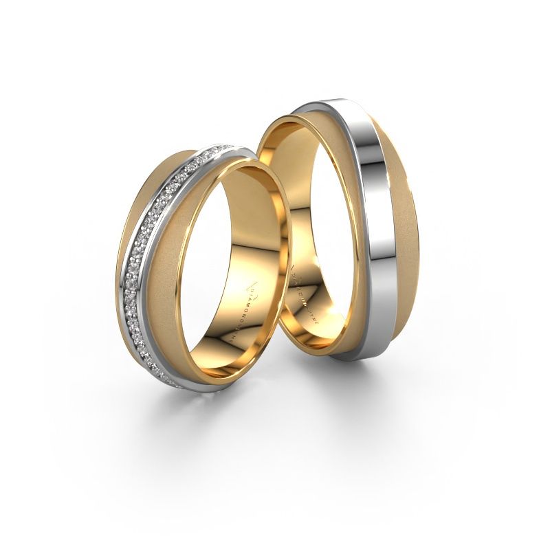 Bagues de mariage set WH2126LM ±6x1.7 mm 14 Carat or jaune diamant 0.328 crt