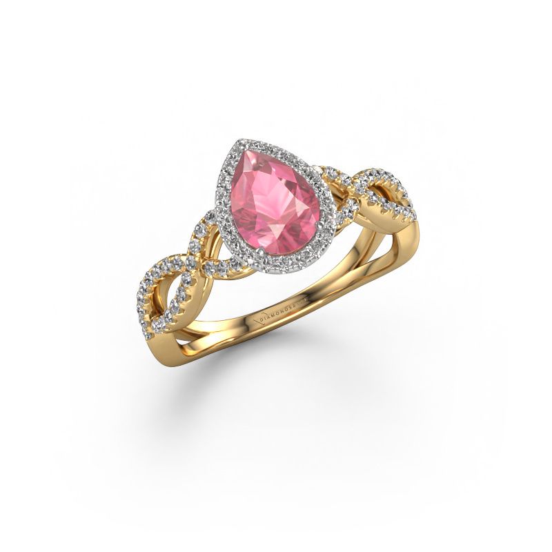 Engagement ring Dionne pear 585 gold tourmaline pink 7x5 mm