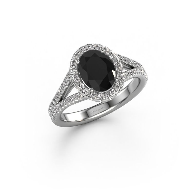 Verlovingsring Verla ovl 2 585 witgoud zwarte diamant 1.790 crt