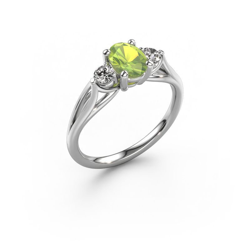 Bague de fiançailles Amie OVL 950 platine péridot 7x5 mm