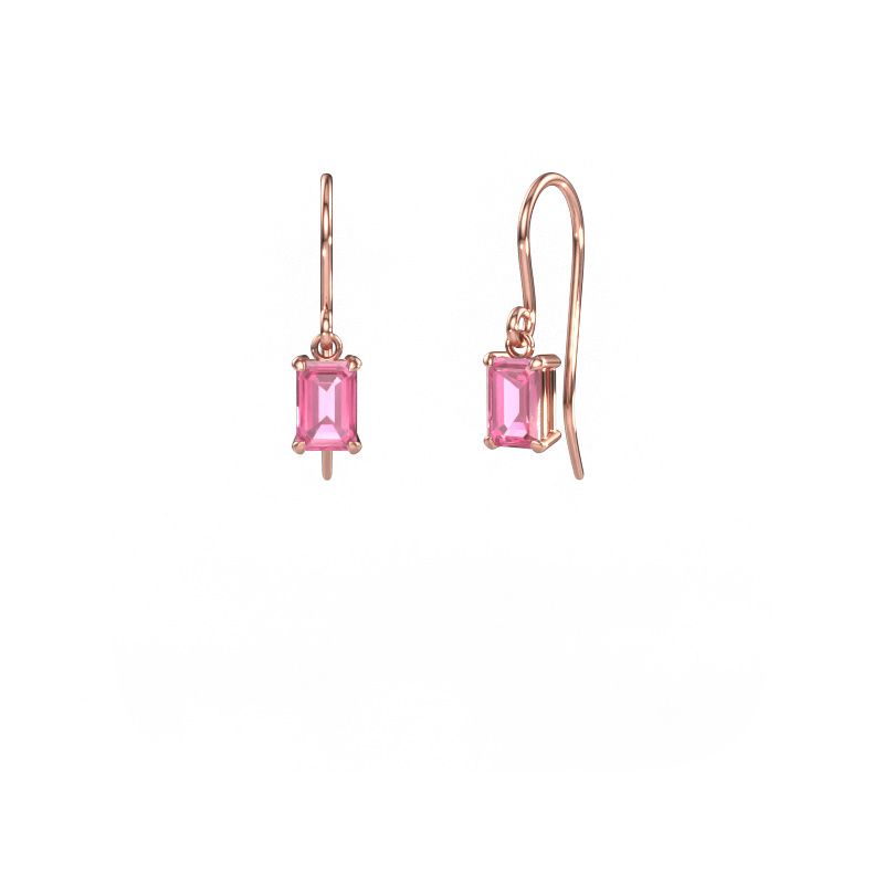 Pendants d'oreilles Laurie EME 1 585 or rose saphir rose 7x5 mm