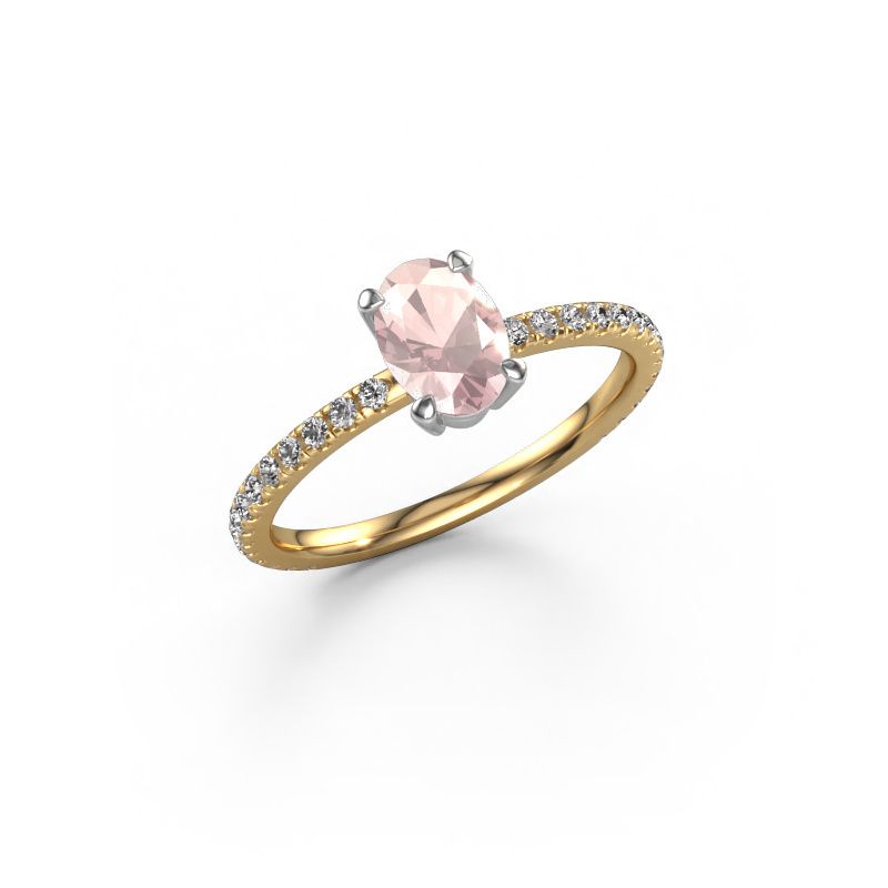 Engagement ring Lynelle 2 585 gold morganite champagne 7x5 mm