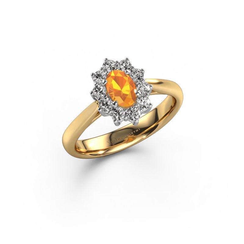 Bague de fiançailles Leesa 1 585 or jaune citrine 6x4 mm