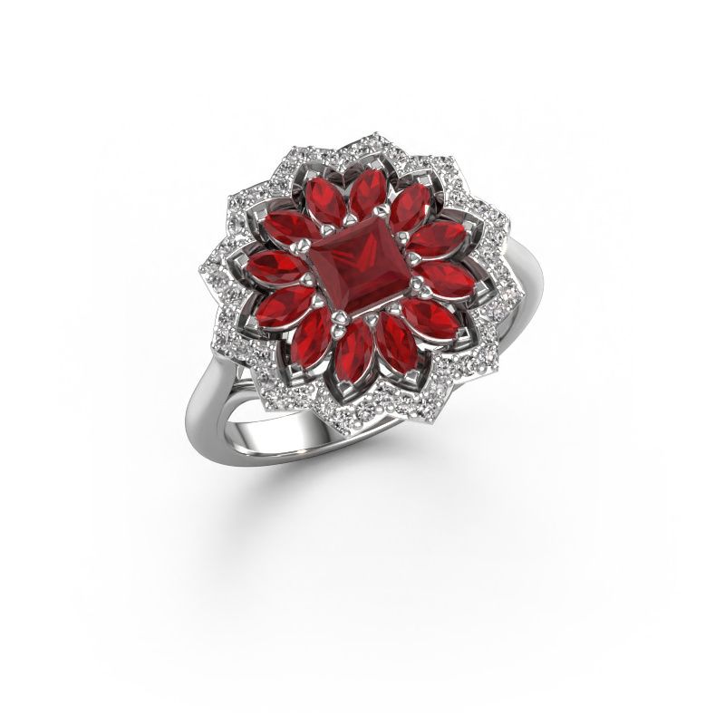 Engagement ring Franka 950 platinum ruby 4 mm