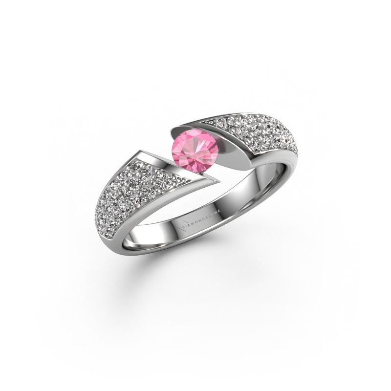 Engagement ring Hojalien 3 585 white gold pink sapphire 4.2 mm
