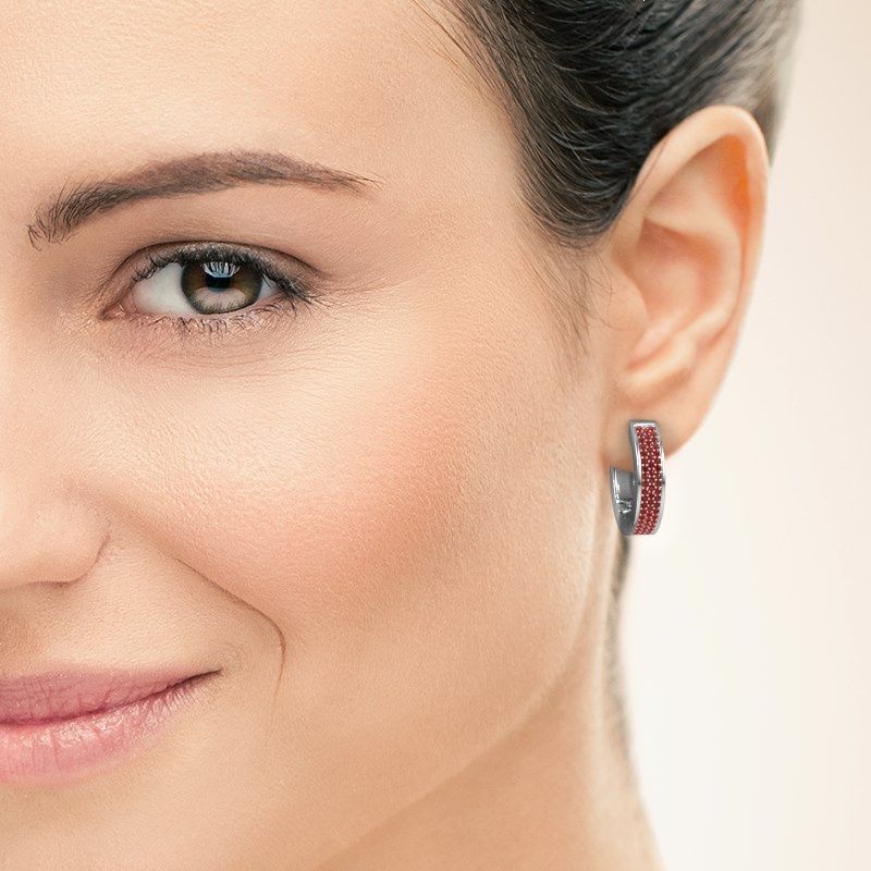 Image of Hoop earrings Renee 6 12 mm 950 platinum ruby 1 mm