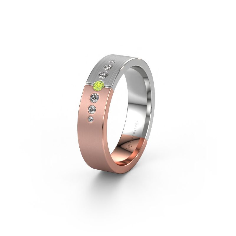 Trouwring WH1101L15SAM 585 rosé goud peridoot ±5x1.7 mm