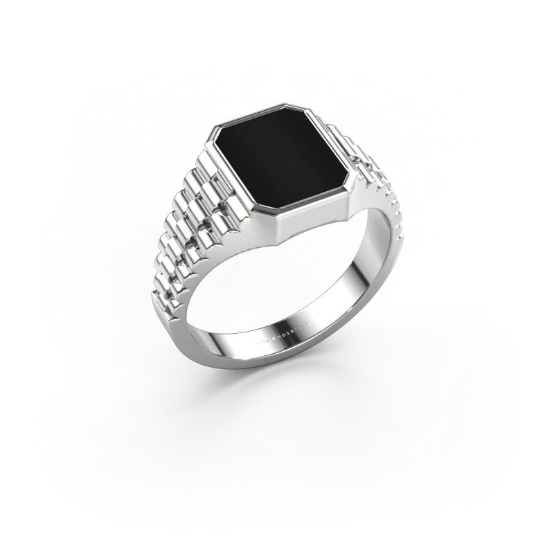 Signet ring Brent 1 BO 585 white gold onyx 10x8 mm