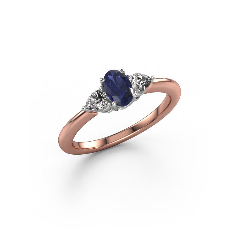 Engagement ring Chanou OVL 585 rose gold sapphire 7x5 mm