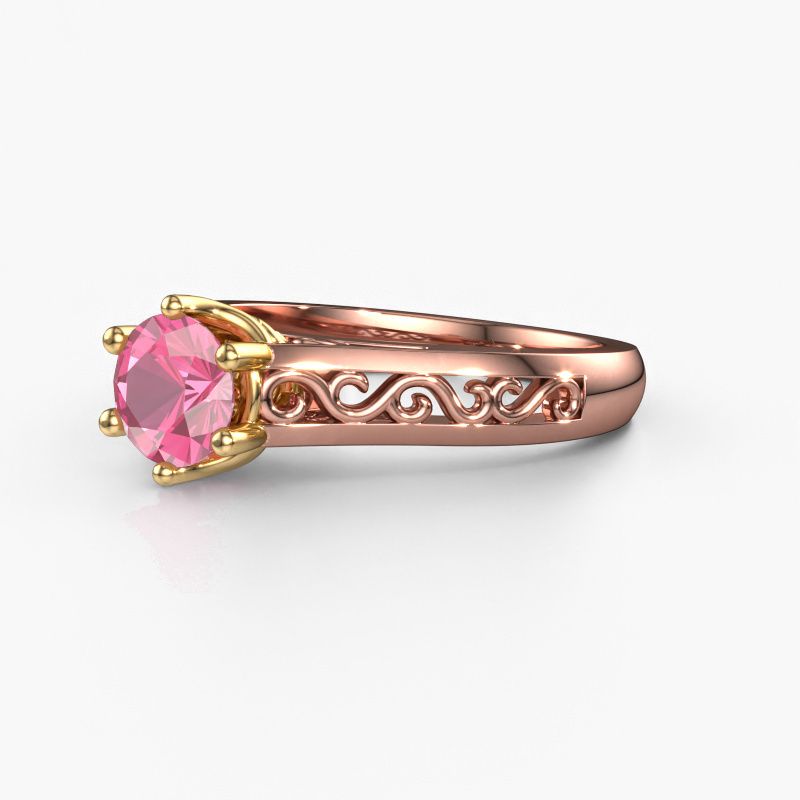 Image of Engagement ring Shan 585 rose gold pink sapphire 6 mm