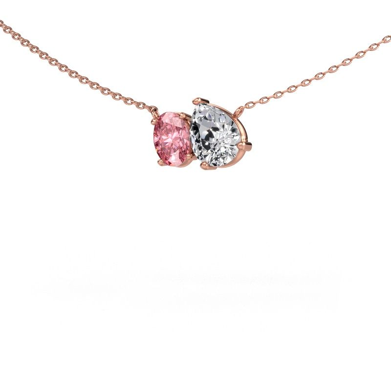 Pendant Toi et Moi PER OVL 585 rose gold lab grown diamond 1.00 crt