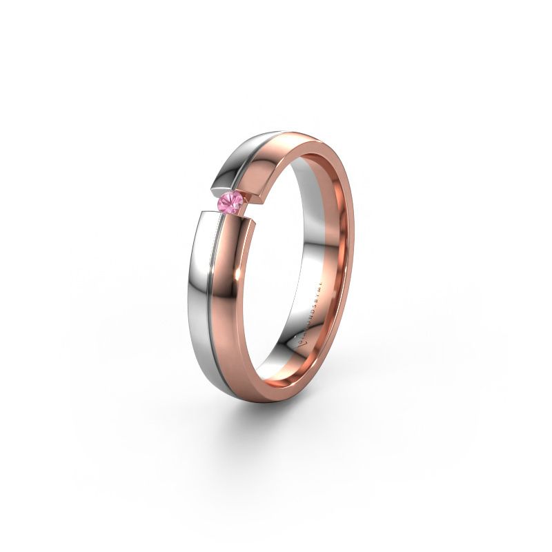 Wedding ring WH0254L24X 585 rose gold pink sapphire ±4x1.5 mm