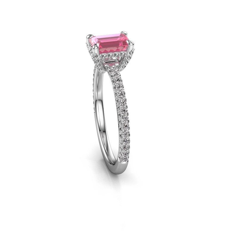 Image of Engagement ring saskia eme 2<br/>585 white gold<br/>Pink sapphire 6.5x4.5 mm
