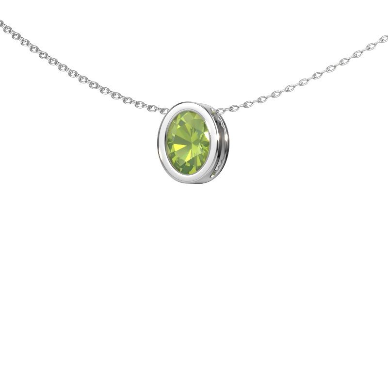 Pendant Lavon OVL 585 white gold peridot 7,5x5,5 mm