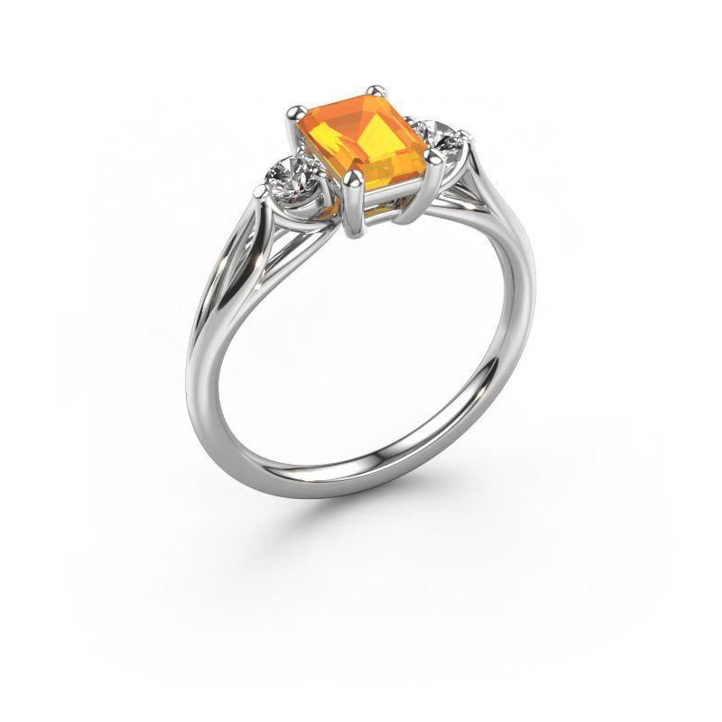 Bague de fiançailles Amie EME 950 platine citrine 7x5 mm