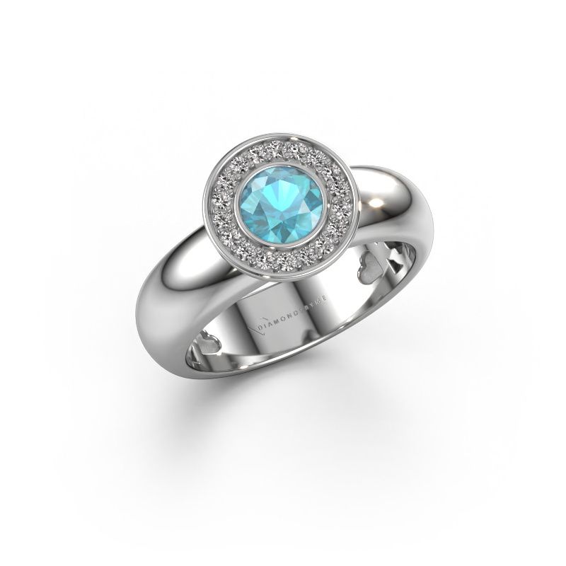 Ring Anna 585 white gold blue topaz 5 mm