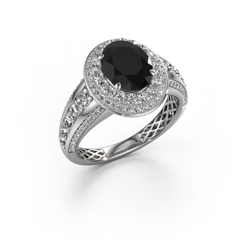 Engagement ring Nancie 585 white gold black diamond 3.25 crt