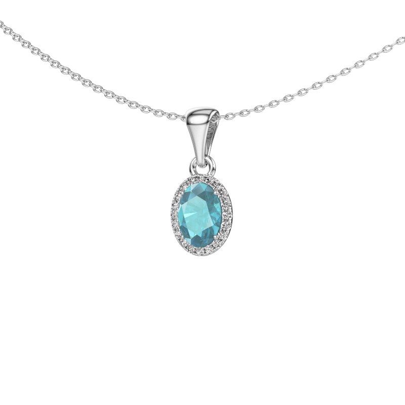 Pendant Seline ovl 950 platinum blue topaz 7x5 mm