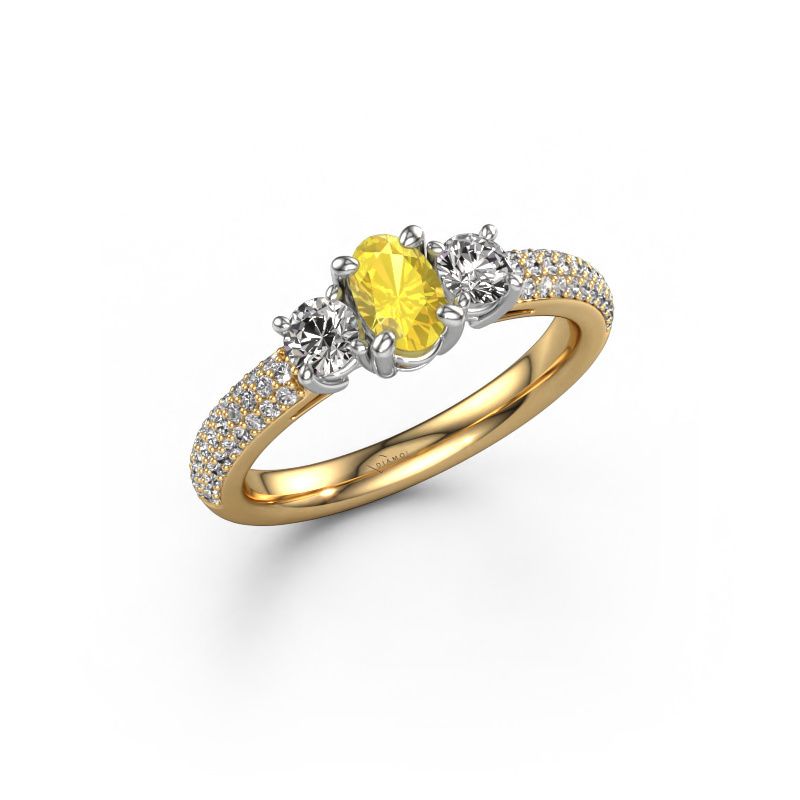 Engagement ring Marielle OVL 585 gold yellow sapphire 6.5x4.5 mm