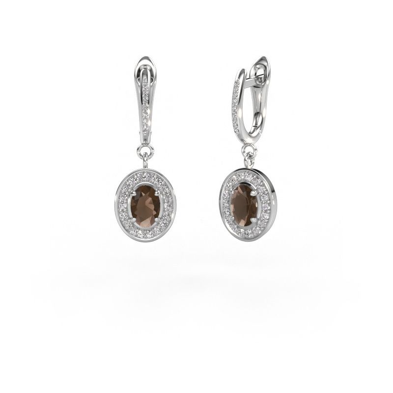 Pendants d'oreilles Layne 2 585 or blanc quartz fumé 7x5 mm