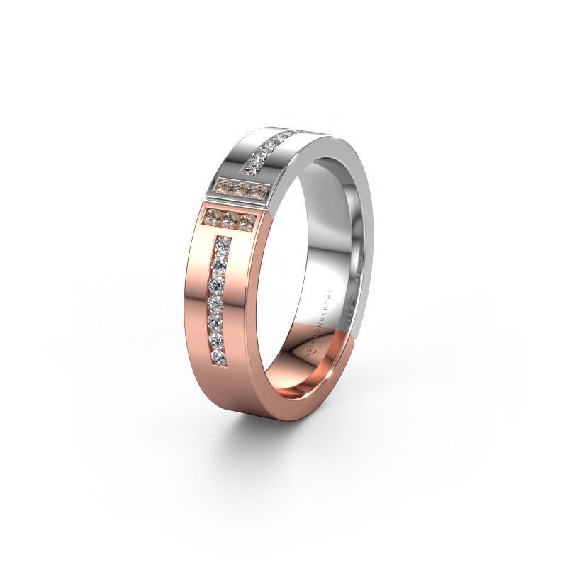 Trouwring WH1106L15AP20 585 rosé goud bruine diamant ±5x1.7 mm